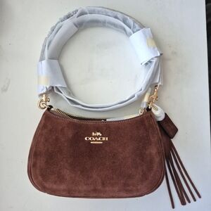 *NWT* Coach Suede Mini Teri Shoulder Bag in Vintage Brown with Gold Hardware